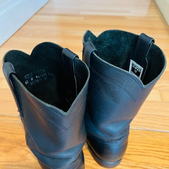 Vintage Frye Boots Western Cowboy Black Leather Roper Size 12 M US Mens - Picture 7 of 16